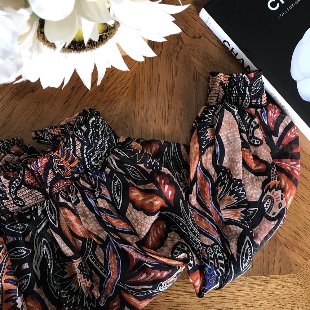 Paisley print off the shoulder top